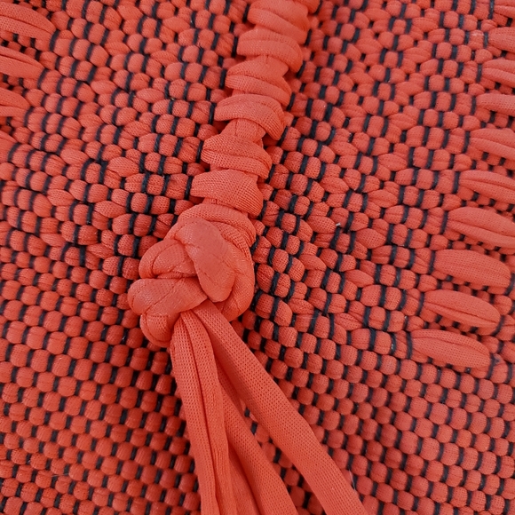 Vintage Red Boho Crochet Fabric Tote Handbag - Picture 6 of 11